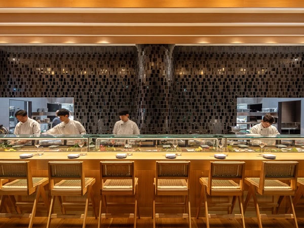 chefs prepping in the open kitchen at Sokyo, Brisbane