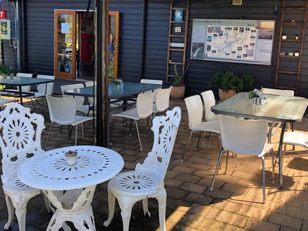 the outdoor seating of Ulong General Store, Coffs Harbour