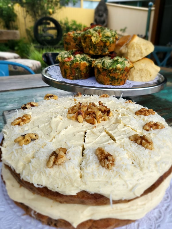 carrot cake and savoury muffins at Idle In Café, Nana Glen, Coffs Coast