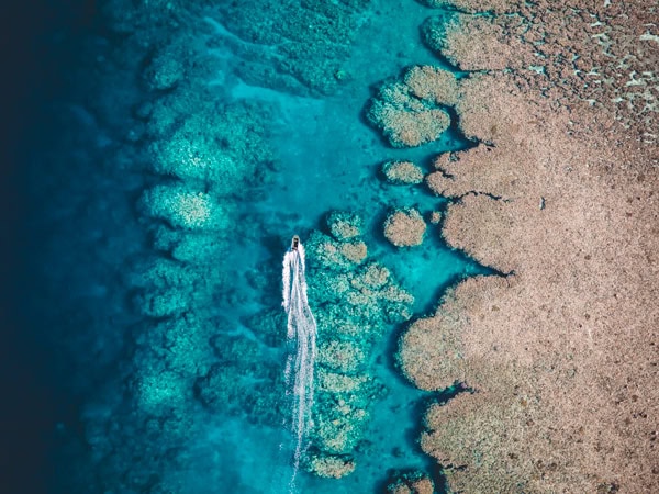 an aerial view of the Rowley Shoals Marine Park