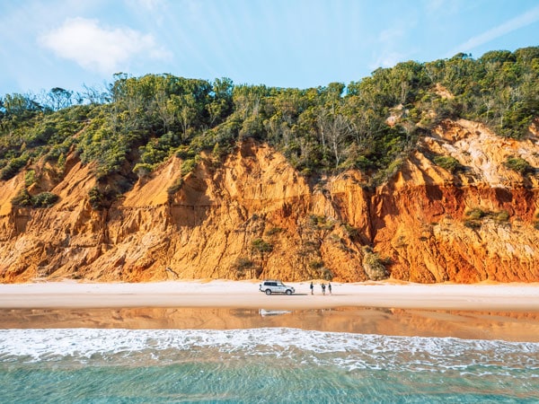 the burnt orange sand cliffs near Rainbow Beach