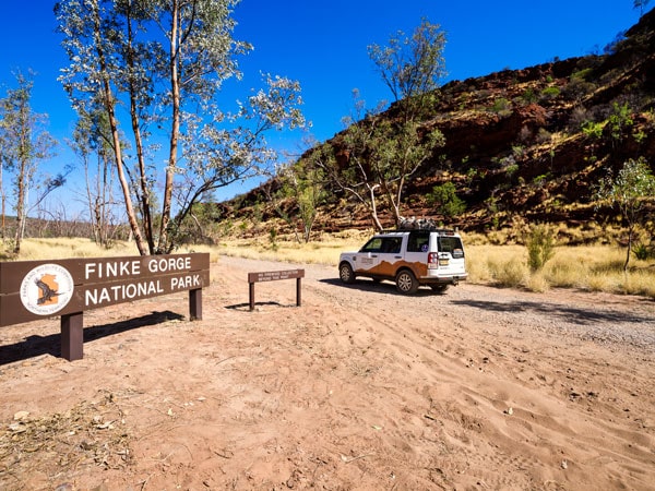 a 4WD entering Finke Gorge National Park
