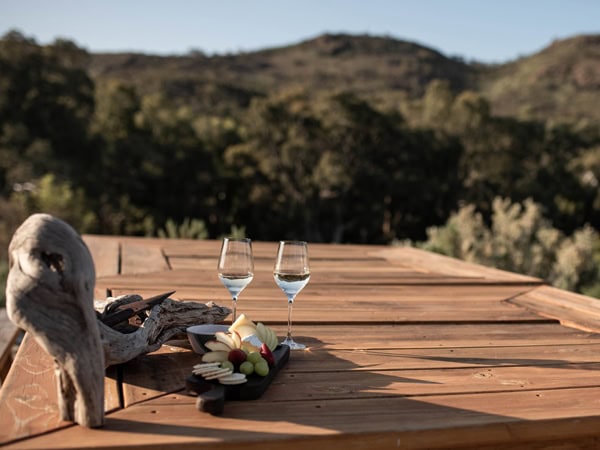 al fresco dining with views of the ranges at Arkaba Lodge