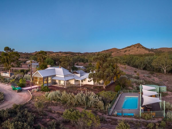 an aerial view of the luxury lodge in Arkaba Homestead