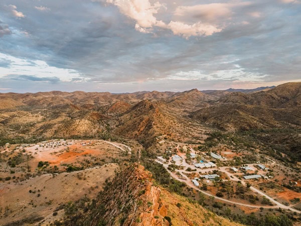 an aerial view of the Arkaroola Village