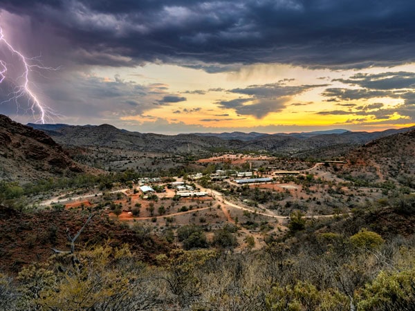 a lightning strike above Arkaroola Village