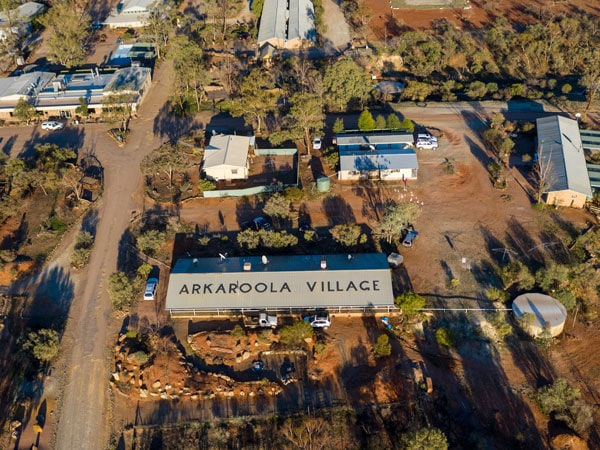 an aerial view of Arkaroola Village