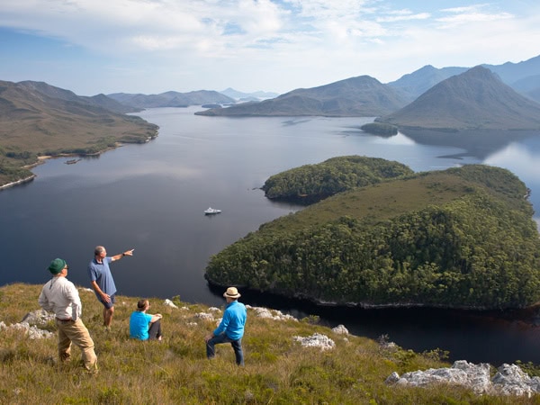 guests atop Balmoral Hill on a journey around Port Davey