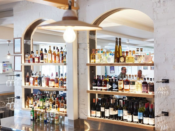 the bar with drinks on display at Sawtell Hotel