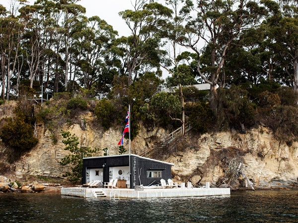 the Satellite Island Boathouse, Tasmania