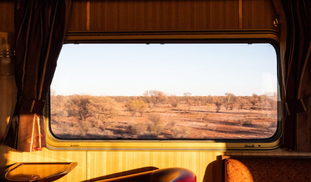The view of the outback outside on the Ghan