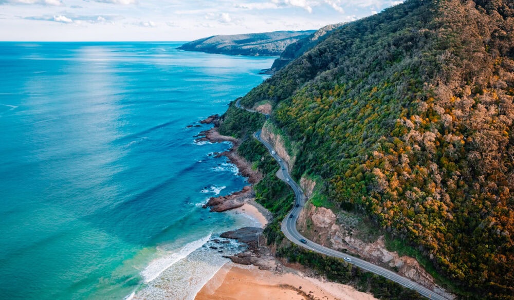 an aerial view of the Great Ocean Road