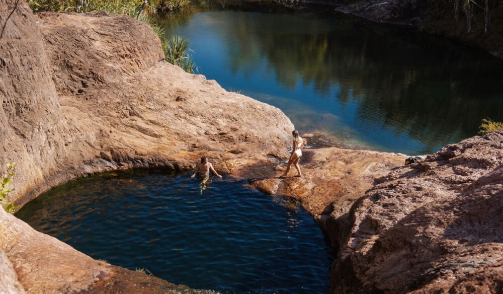 dipping in a waterhole at Surprise Creek Falls, Litchfield, NT