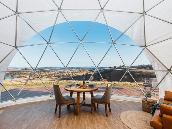 a look inside the luxury glamping accommodation at Hideaway Domes