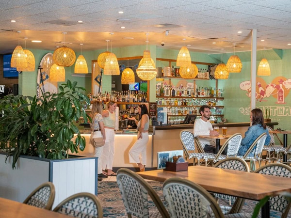 the indoor seating at Moonee Beach Hotel