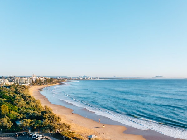 Aerial view of Mooloolaba Beach
