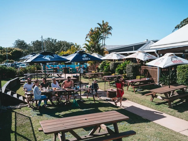 the al fresco seating at Moonee Beach Hotel