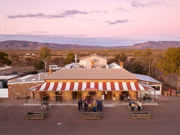 a top view of the Prairie Hotel, Flinders Ranges