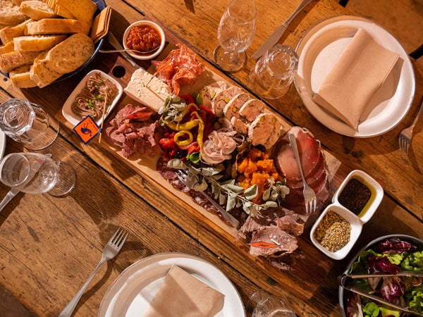 a table-top view of food platter at Prairie Hotel in Flinders Ranges