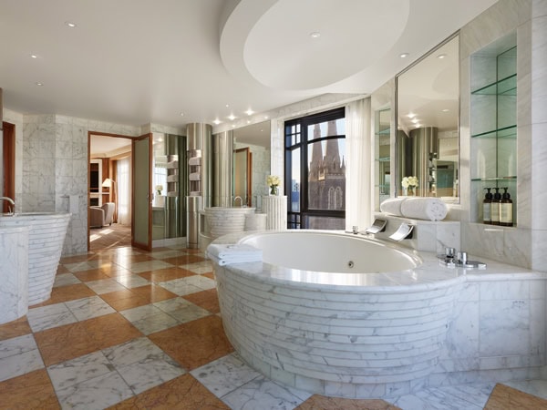 a spacious bathroom with a huge tub at the Presidential Suite, Park Hyatt Melbourne