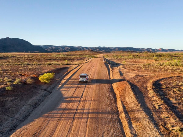 a vehicle driving along Vulkathunha-Gammon Ranges National Park