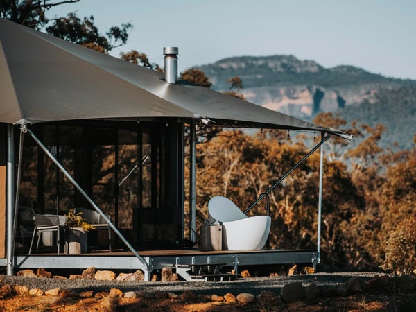 a close-up shot of the glamping tent at Wildnest Farmstay
