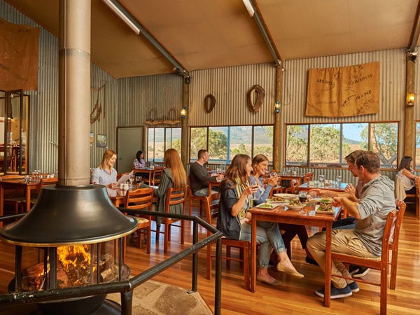 people dining inside Woolshed Restaurant, Flinders Ranges