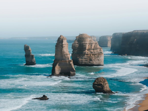 limestone stacks on the shore at Twelve Apostles, Vic