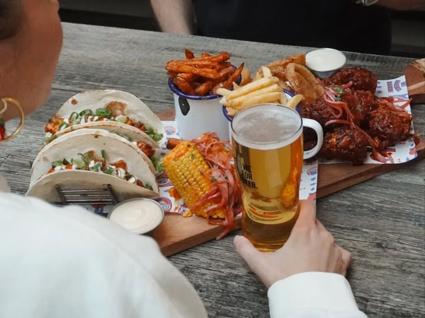 a spread of food on the table at BrewDog Fortitude Valley, Brisbane