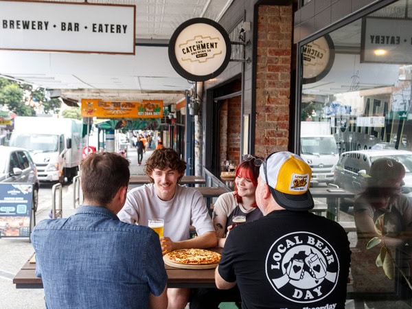 friends dining at Catchment Brewing Co., Brisbane