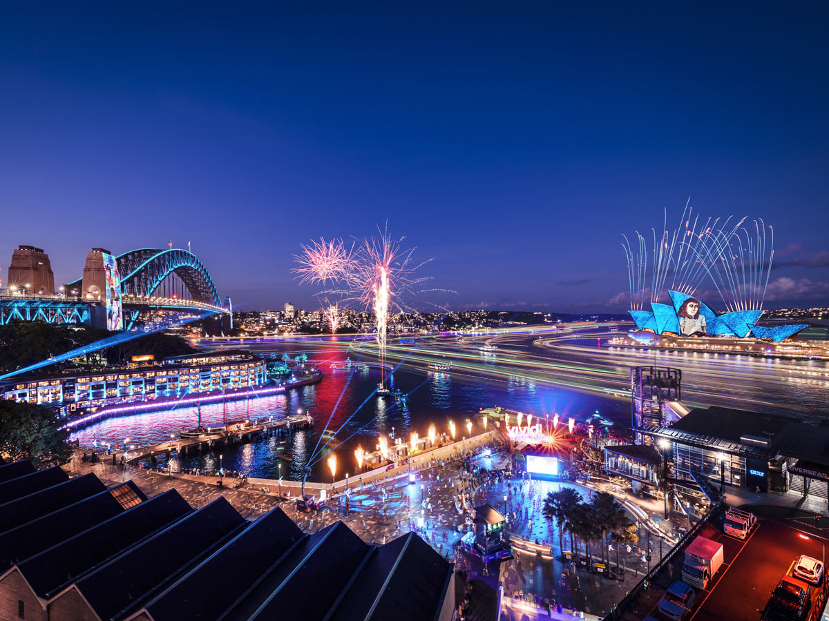 Vivid Sydney 2025 aerial shot