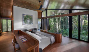 Views from the bedroom of the Daintree Pavilion