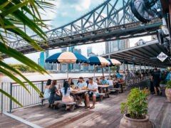 the al fresco seating of Felons Brewing Co. in Howard Smith Wharves