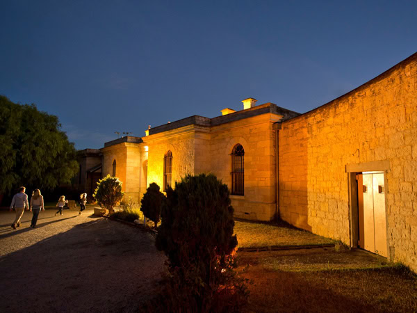 the facade of Old Mount Gambier Gaol at night