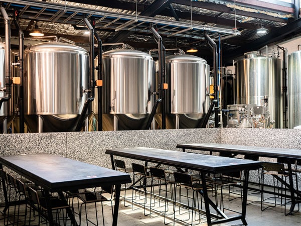 the production room of craft beers inside Range Brewing’s Range Taproom, Brisbane