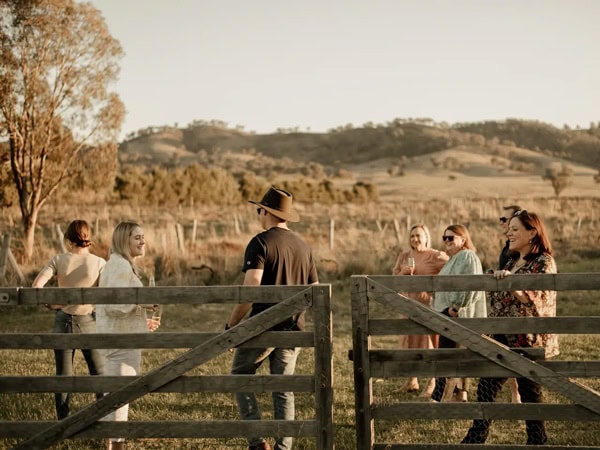 guests chatting at the farm in Thistle Hill Mudgee