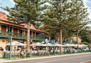 al fresco dining in the courtyard of The Left Bank, Fremantle