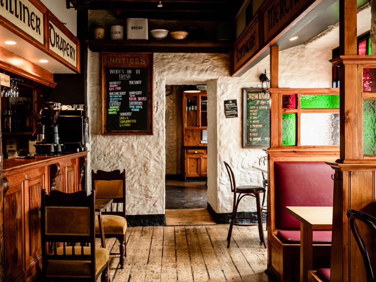 the vintage interior of Irish Murphy’s, Hobart, Tas