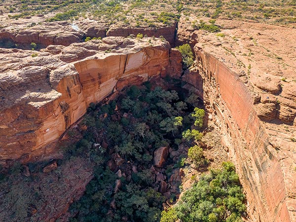 aerial shot of kings canyon, red centre