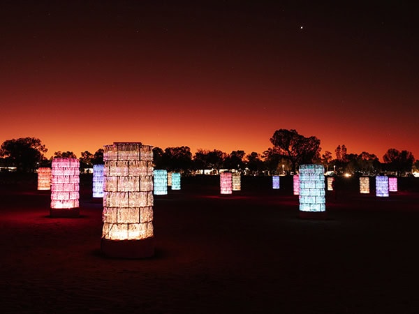 light towers in the red centre
