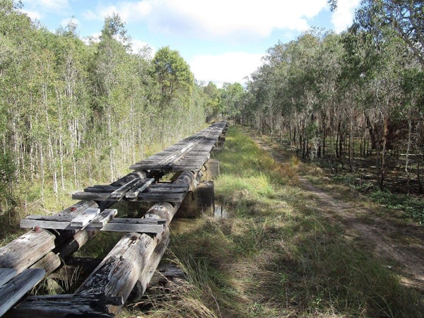 the wooden platform of Mary to Bay Rail Trail