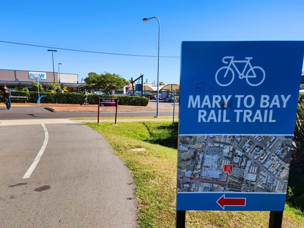 the Mary to Bay Rail Trail signage