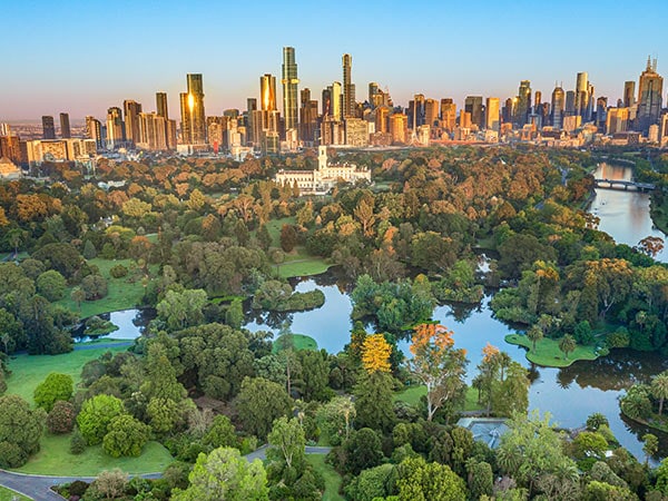 aerial view of Melbourne Royal Botanic Gardens