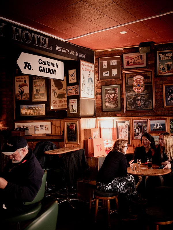 the interior of New Sydney Hotel fitted with Irish memorabilia