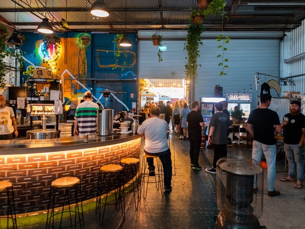 the funky circular bar inside the Otherside Brewhouse