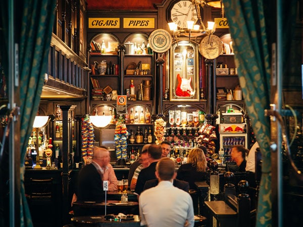 the light-filled interior of P.J.O’Brien’s Irish pub in Sydney