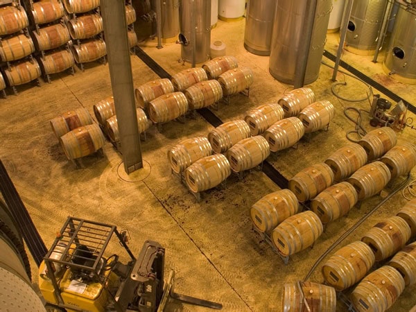 wine barrels inside Penley Estate