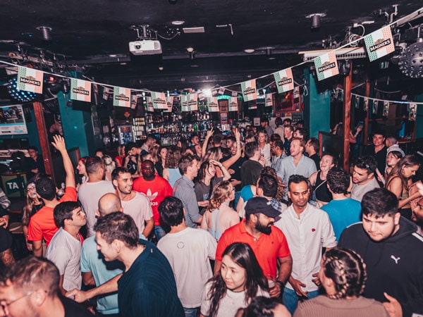 the crowded indoor pub of Scruffy Murphy’s, Sydney