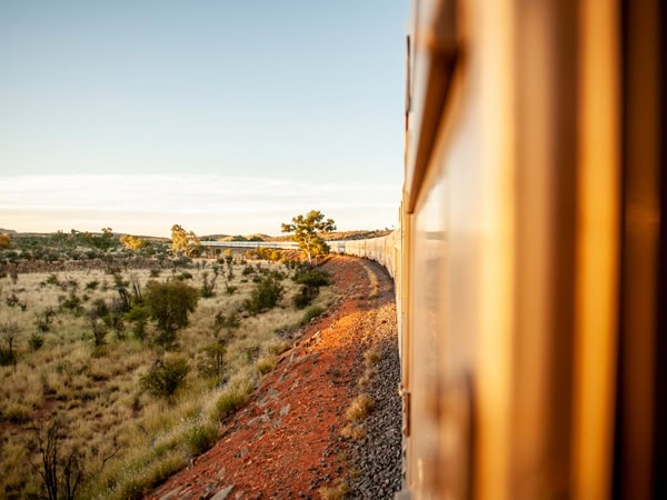 The Ghan travelling through the Red Centre