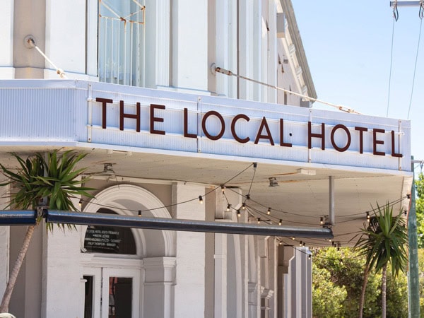 the front signage of The Local Hotel, Fremantle